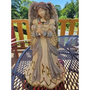 Ceramic Debco Brunette Angel Music Box Large EUC
